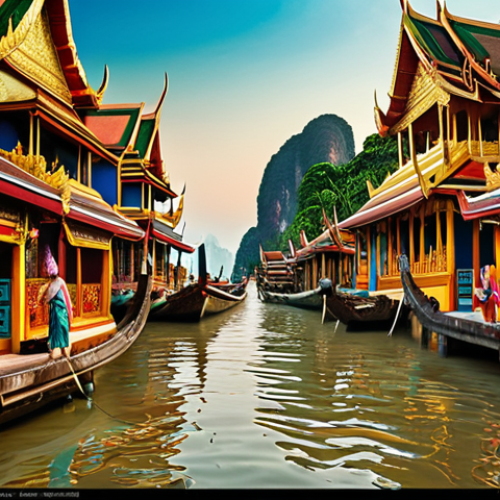 ** "Artist creatively mixing limited color palette, Thai art style, vibrant."

**