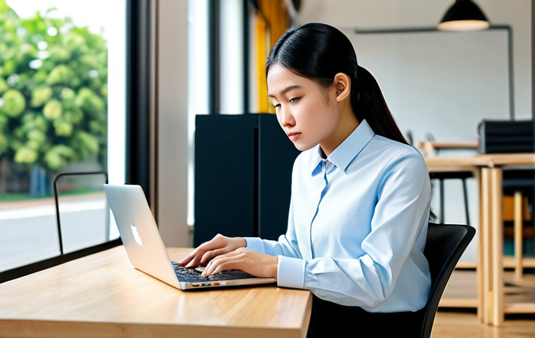 A professional young Thai entrepreneur, fully clothed in modest business attire, sits attentively at a modern desk in a sunlit co-working space. A laptop displays a clean, generic food delivery application interface on its screen. A simple coffee cup rests beside the laptop. The scene conveys focus and digital adaptation in a small business setting. Perfect anatomy, correct proportions, natural pose, well-formed hands, proper finger count, natural body proportions. Professional photography, high quality, sharp focus, vibrant colors, soft natural light. Safe for work, appropriate content, fully clothed, professional, modest, family-friendly.