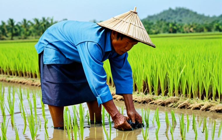Resourceful Thai Farmer**

"A Thai farmer in traditional, fully clothed farming attire, efficiently using a drip irrigation system in a rice paddy during a drought, modest clothing, safe for work, professional photography, perfect anatomy, correct proportions, appropriate content, family-friendly, high quality, natural pose, well-formed hands, proper finger count."

**