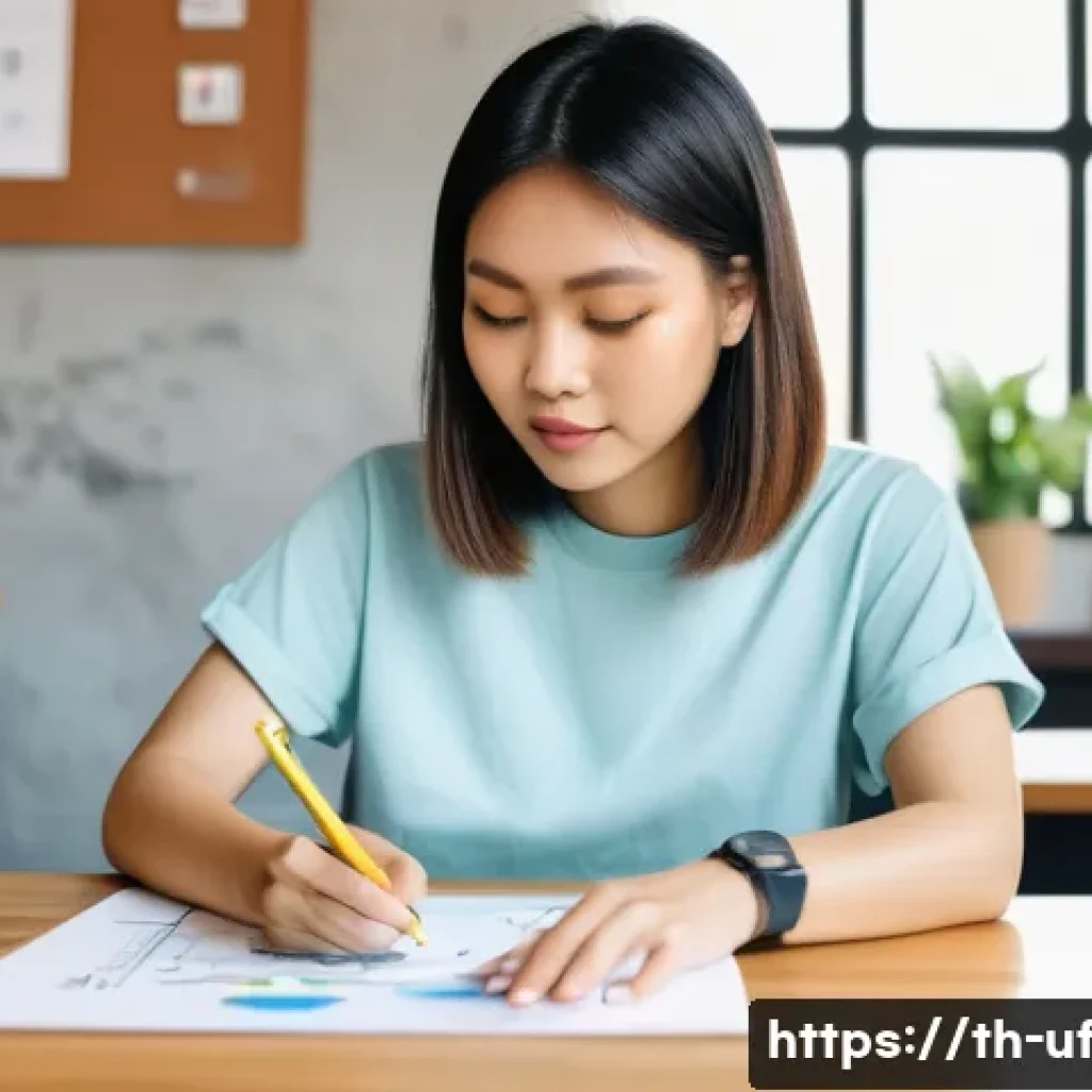 제약 기반 창의성을 통한 제품 개발 - **Prompt:** A young Thai female graphic designer, in her mid-20s, with a stylish bob haircut, sketch...