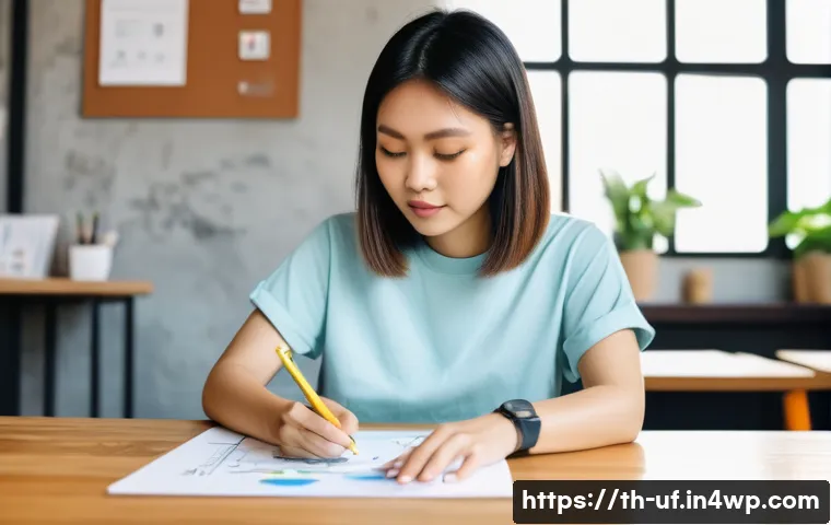 제약 기반 창의성을 통한 제품 개발 - **Prompt:** A young Thai female graphic designer, in her mid-20s, with a stylish bob haircut, sketch...