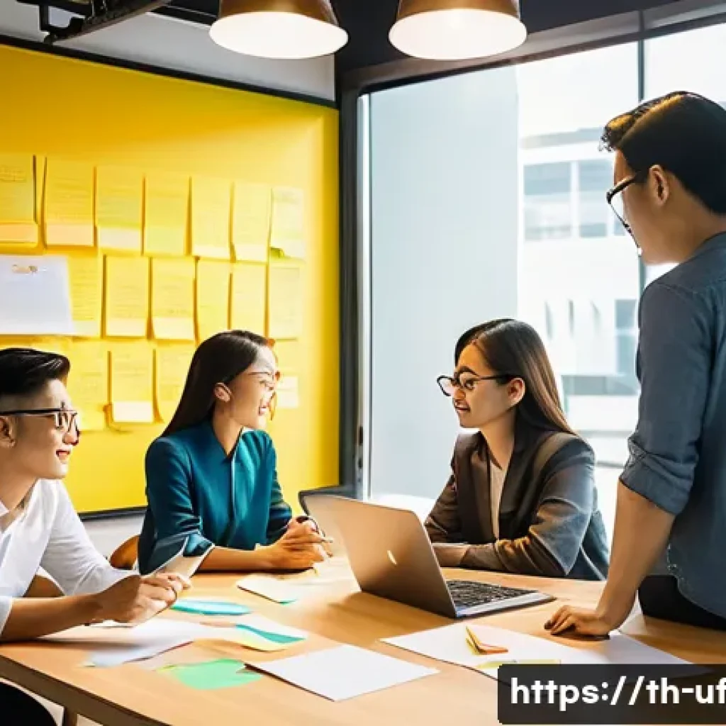 제약 기반 창의성으로 팀의 효율성 높이기 - **Prompt:** A dynamic and diverse team of young Thai professionals, both men and women, in a modern,...