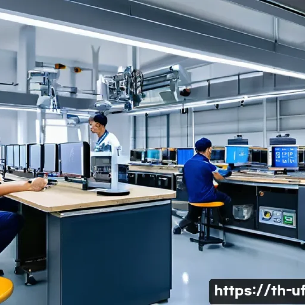 제약 기반 창의성의 경영 전략 - A modern Thai small business factory interior showing workers innovatively redesigning a production ...