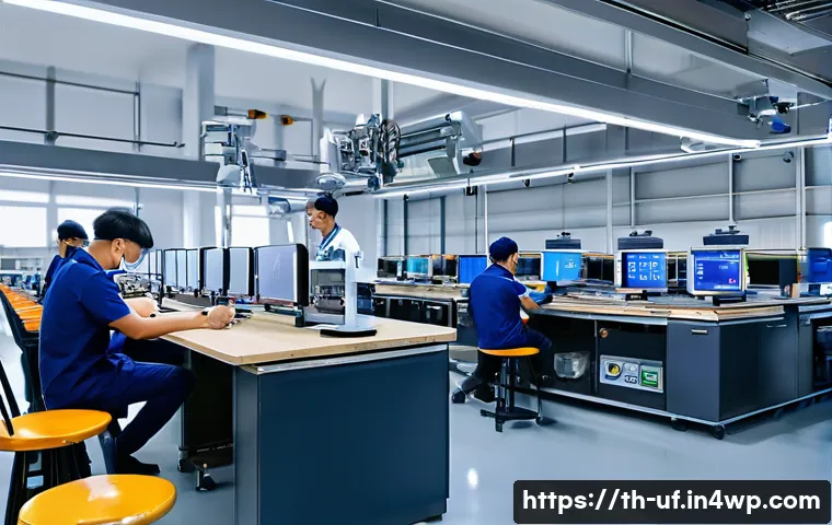 제약 기반 창의성의 경영 전략 - A modern Thai small business factory interior showing workers innovatively redesigning a production ...