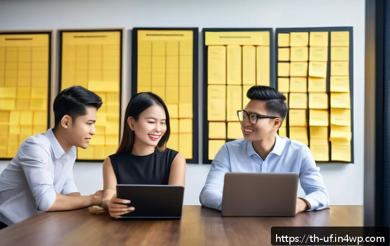 제약 기반 창의성을 통한 조직의 비전 수립 - A modern corporate office scene in Bangkok, Thailand, showing a diverse team of professionals brains...